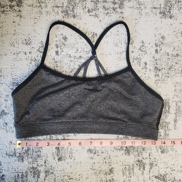 Grey and Black Sports Bra Swim Top for Yoga Gym Beach - Picture 3 of 7